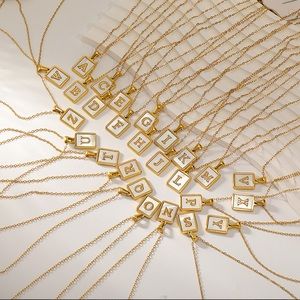 Letter Necklaces, on White Shell Gold Plated Pendant Necklace